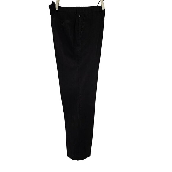 BOSS Hugo Boss Navy Cotton Slacks Mens 36R Straight Leg Flat Front Slash Pockets - Picture 4 of 11